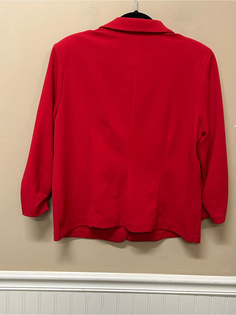 NYCC Women’s Blazer Red Size L 3/4 Sleeve Ruched Single Button - Picture 2 of 5